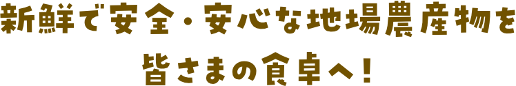 新鮮で安全・安心な地場農産物を皆様の食卓へ！