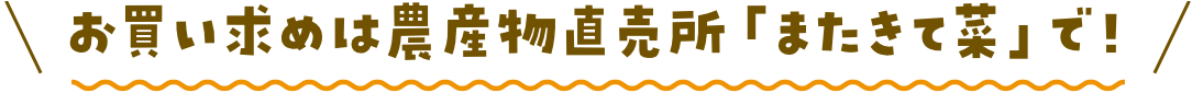 お求めは農産物直売所「またきて菜」で！